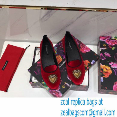 Dolce  &  Gabbana Velvet Devotion Loafers Slippers Red 2021